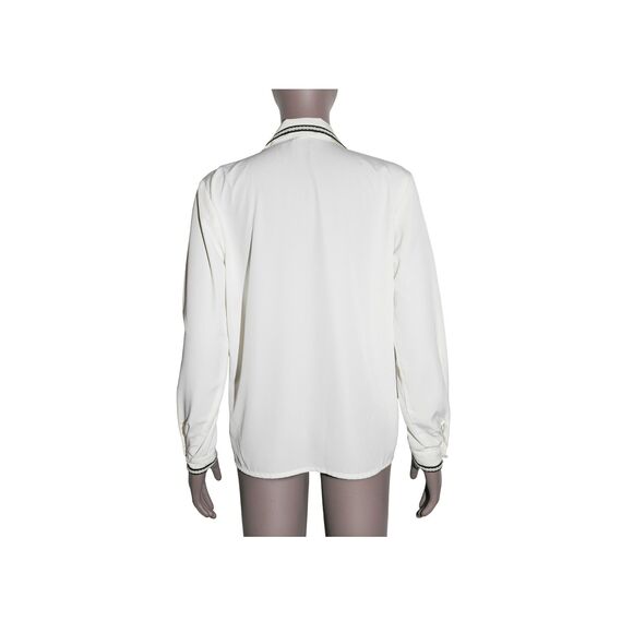 Vintage Collared Blouse Button Front Retro Secretary Mod Top Small - Picture 4 of 5